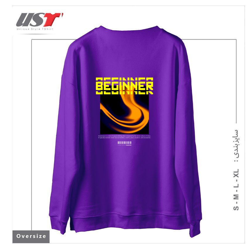 طرح typography 19 سوییشرت اورسایزرنگ بنفش