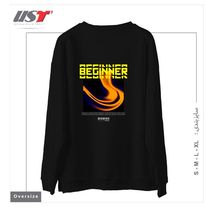 طرح typography 19 سوییشرت اورسایزرنگ مشکی