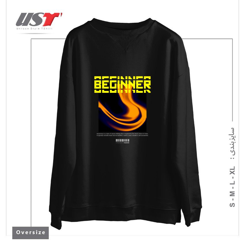 طرح typography 19 سوییشرت اورسایزرنگ مشکی