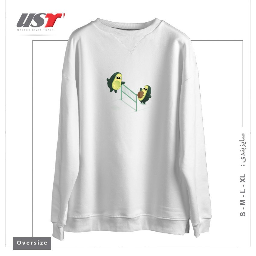 طرح VOLLEYCADO سوییشرت اورسایزرنگ سفید