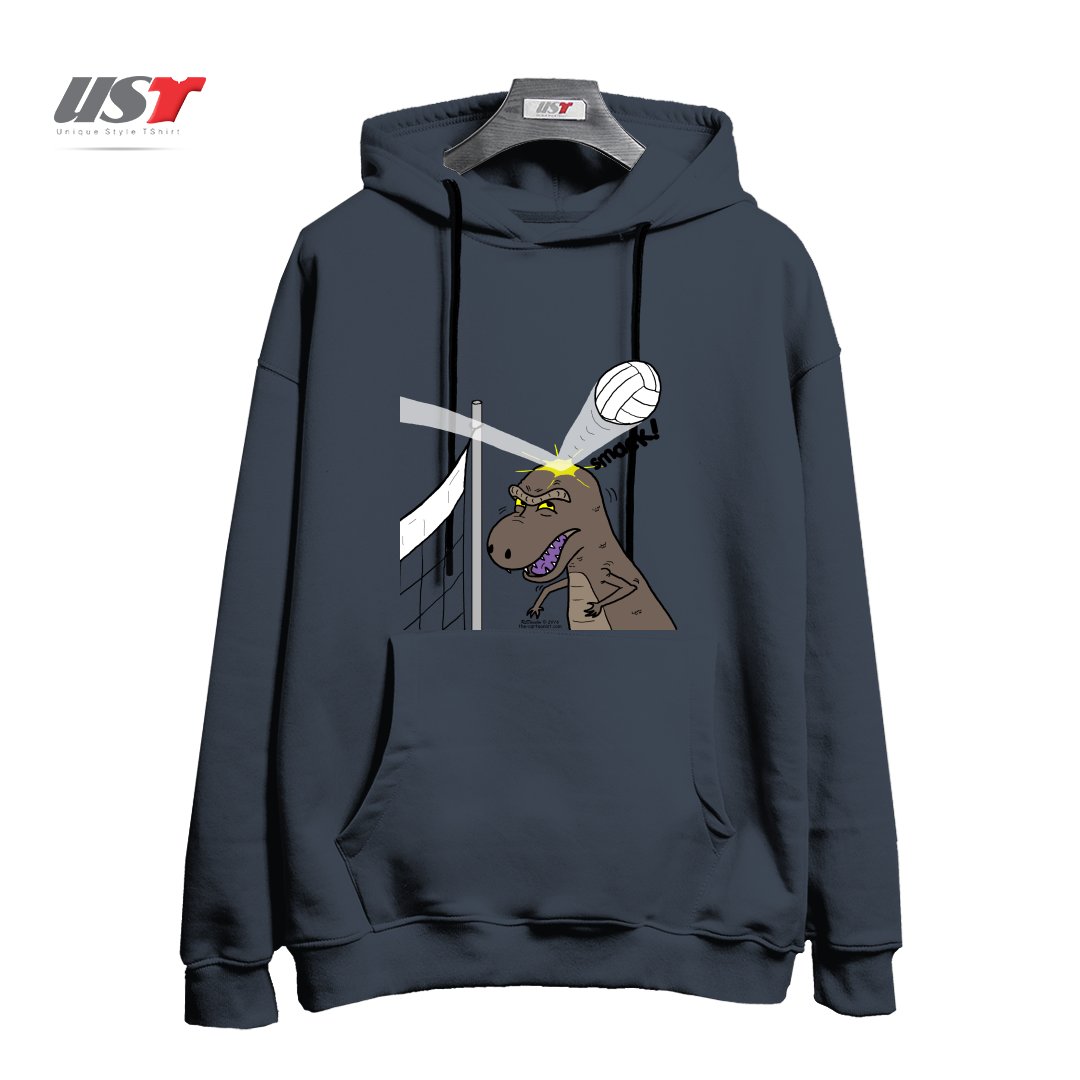 طرح WHY T-REXES DO NOT LIKE VOLLEYBALL هودی اورسایزرنگ دودی