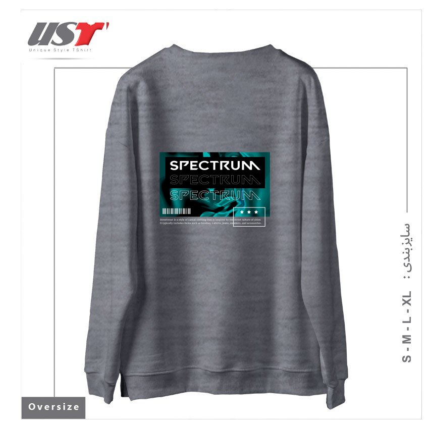 طرح typography 22 سوییشرت اورسایزرنگ طوسی ملانژ