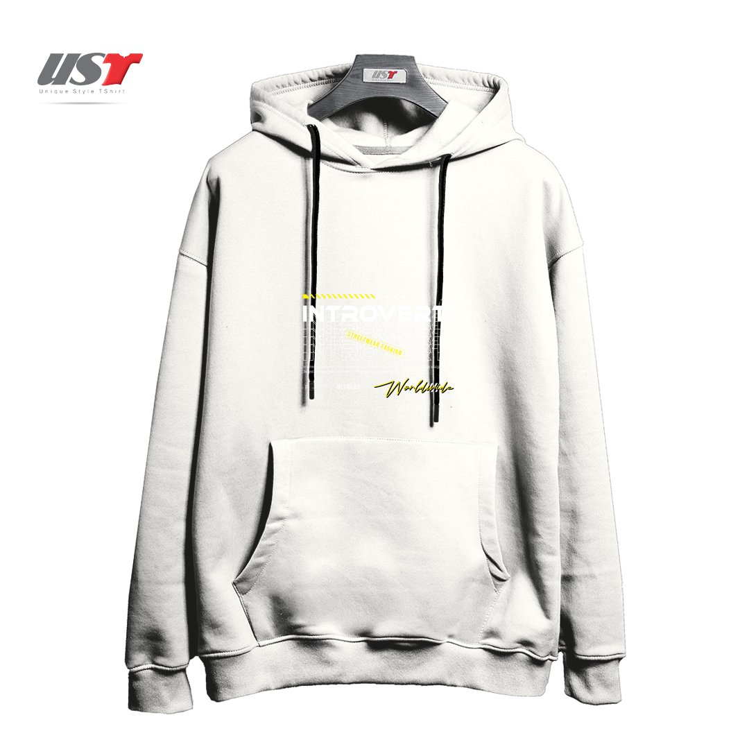 طرح typography 24 هودی اورسایزرنگ سفید