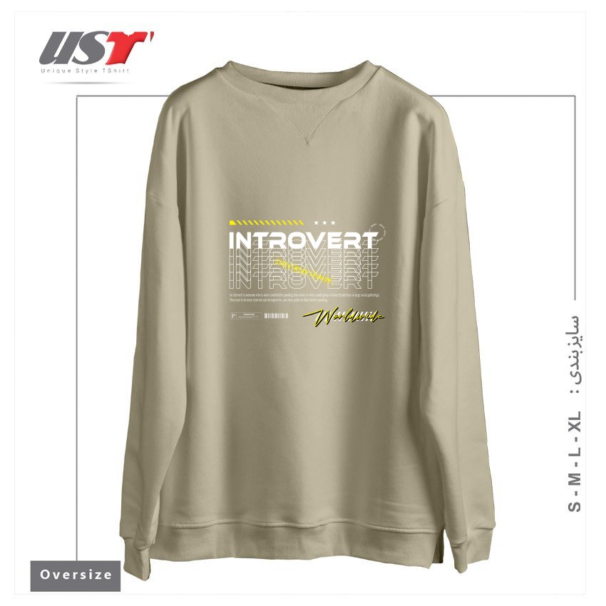 طرح typography 24 سوییشرت اورسایزرنگ نخودی