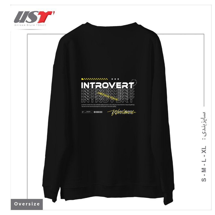 طرح typography 24 سوییشرت اورسایزرنگ مشکی