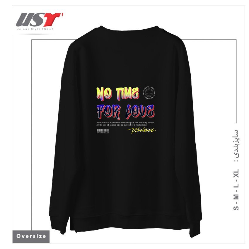 طرح typography 26 سوییشرت اورسایزرنگ مشکی