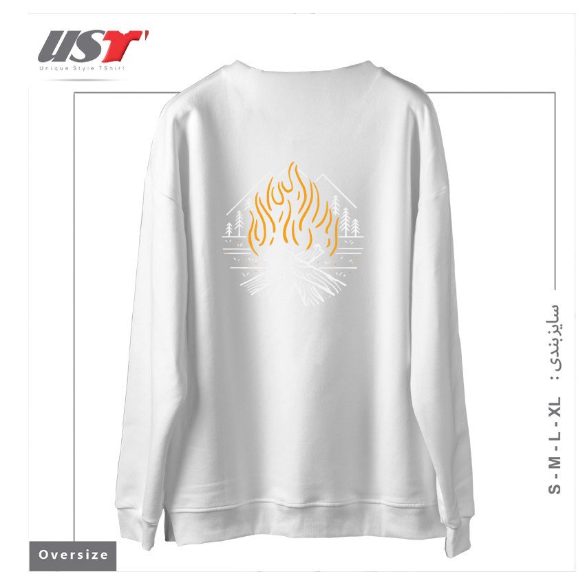 طرح BONFIRE سوییشرت اورسایزرنگ سفید