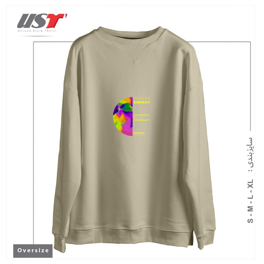 طرح typography 28 سوییشرت اورسایزرنگ نخودی