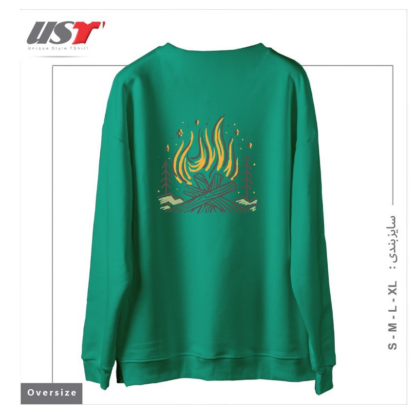 طرح BONFIRE1 سوییشرت اورسایزرنگ سبز سدری