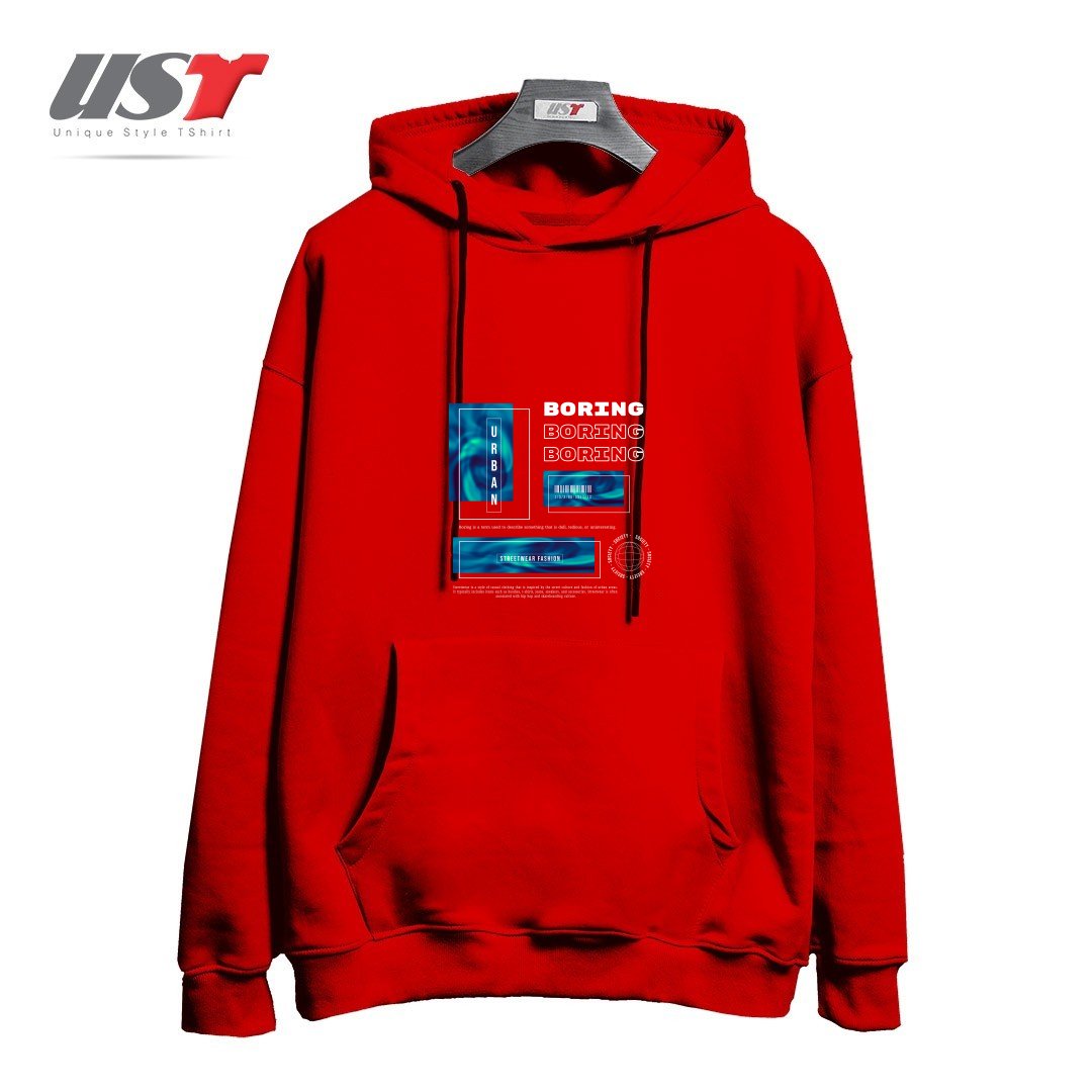 طرح typography 31 هودی اورسایزرنگ قرمز