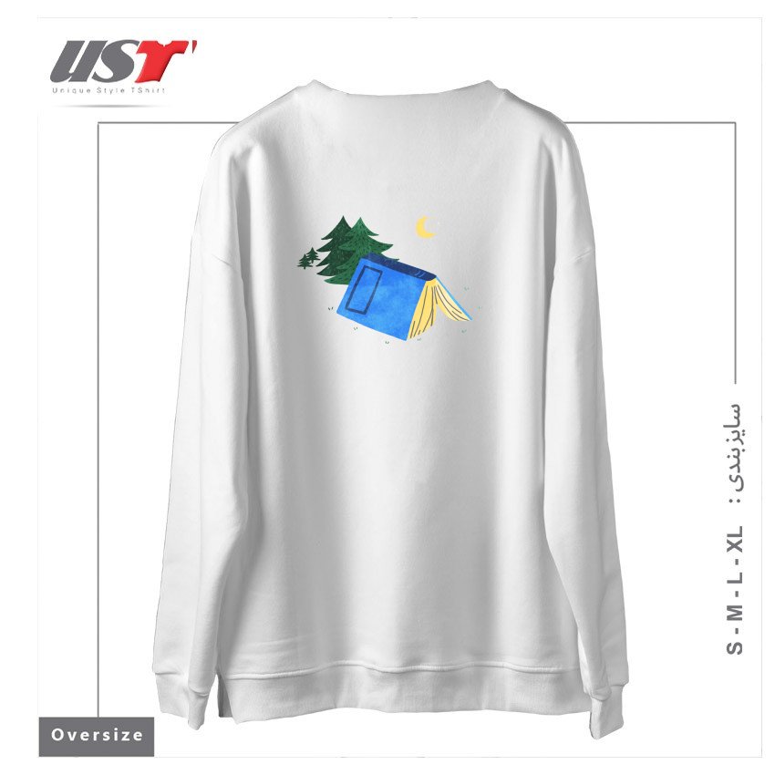 طرح BOOK CAMP سوییشرت اورسایزرنگ سفید