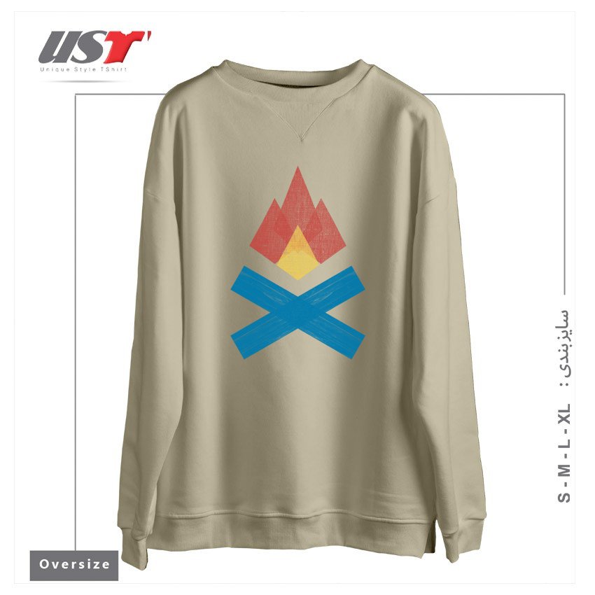 سوییشرت اورسایز طرح BUILD FIRES. TELL STORIES.