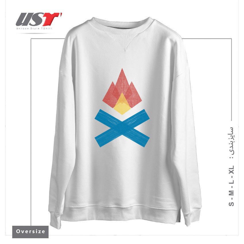 سوییشرت اورسایز طرح BUILD FIRES. TELL STORIES.