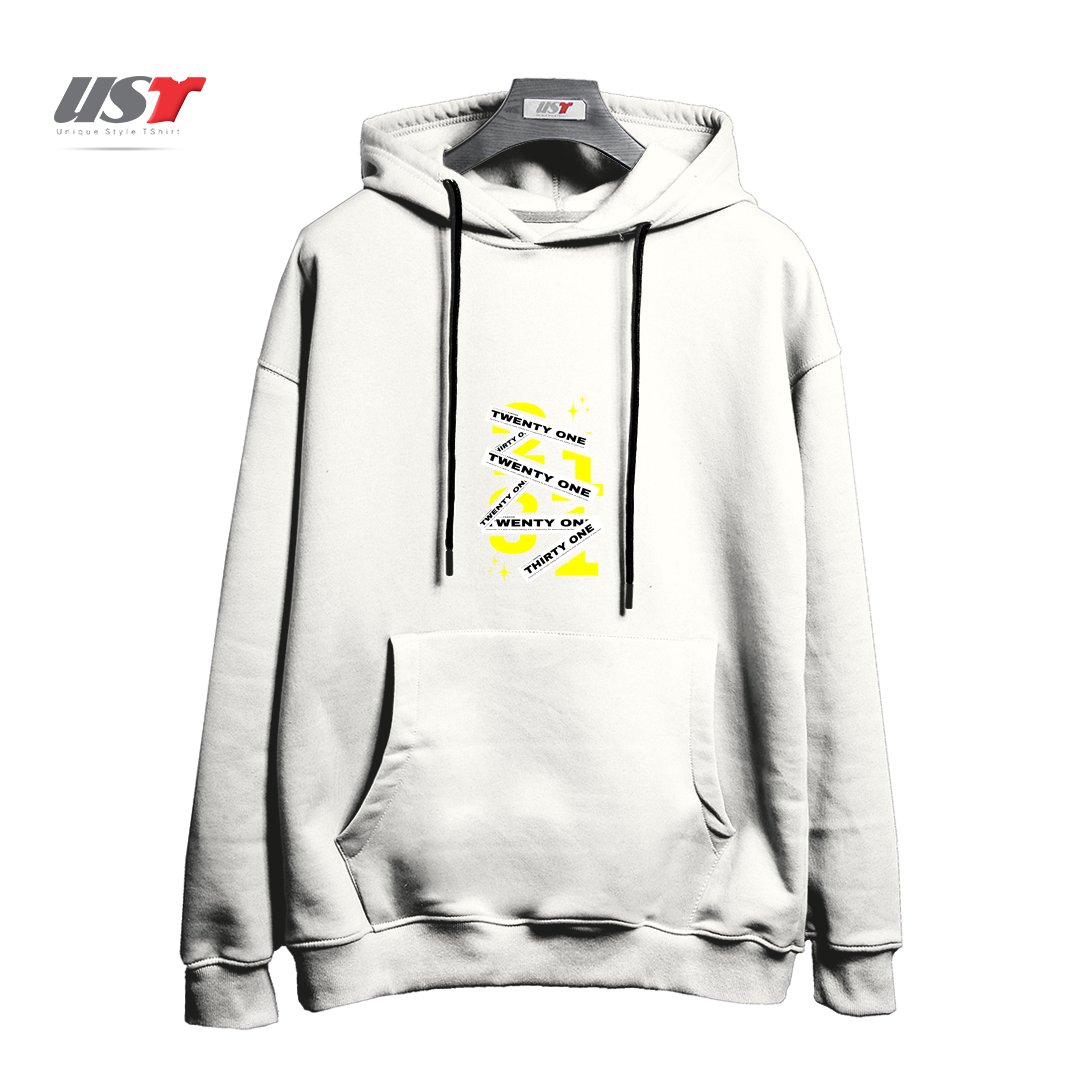 طرح typography 34 هودی اورسایزرنگ سفید