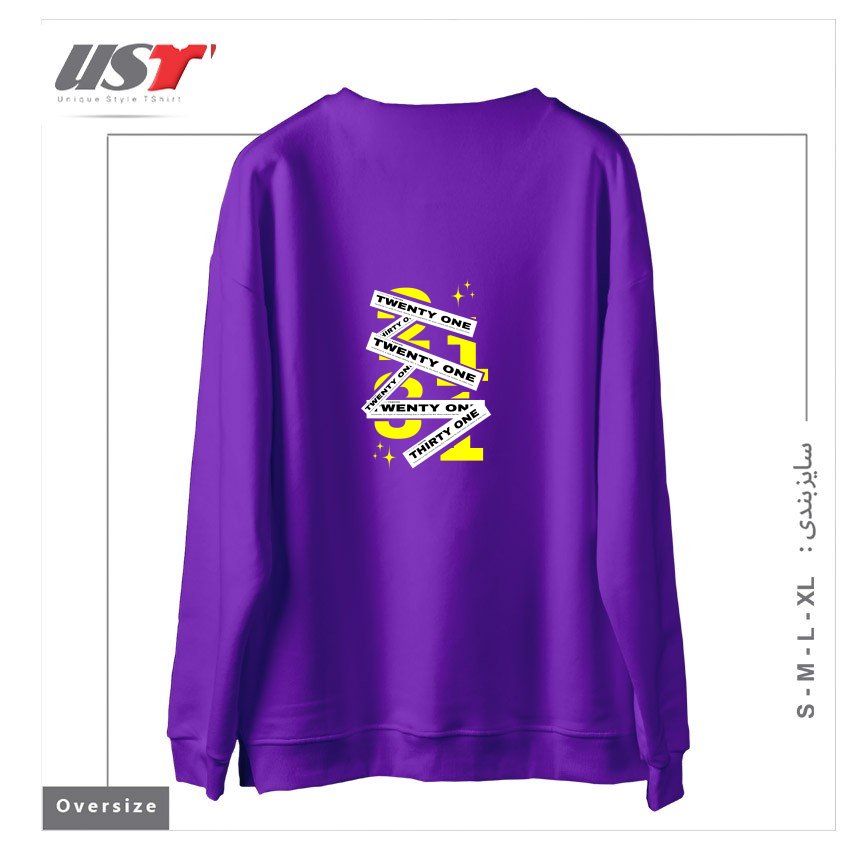 طرح typography 34 سوییشرت اورسایزرنگ بنفش