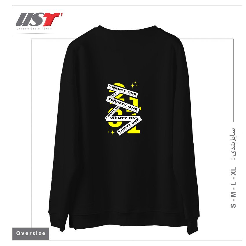 طرح typography 34 سوییشرت اورسایزرنگ مشکی