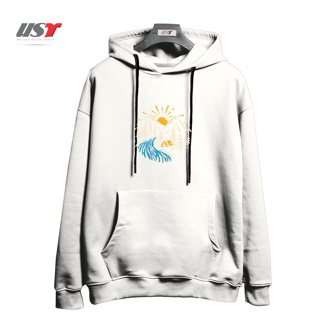 طرح CAMP RIVER هودی اورسایزرنگ سفید