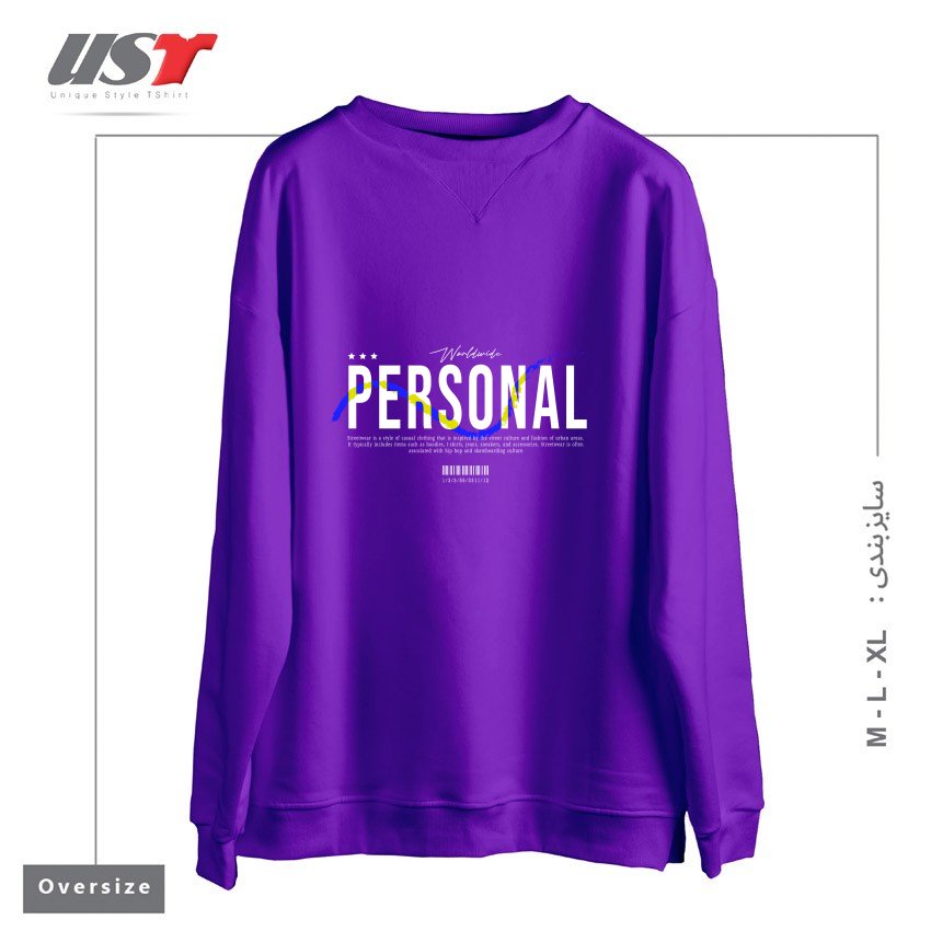 طرح typography 38 سوییشرت اورسایزرنگ بنفش