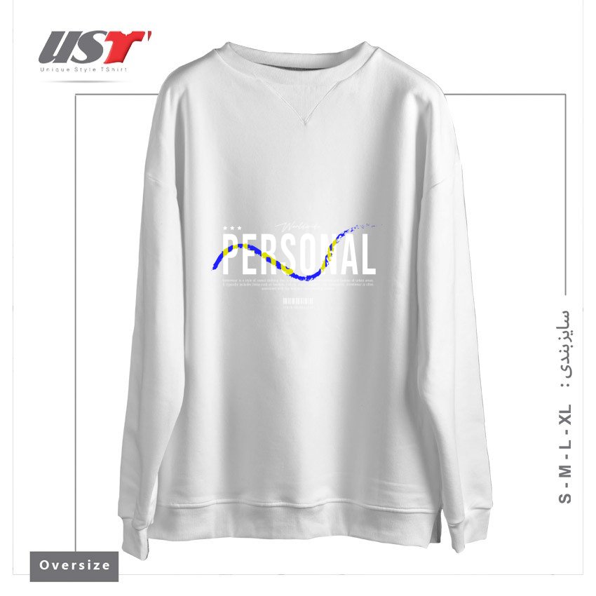 طرح typography 38 سوییشرت اورسایزرنگ سفید