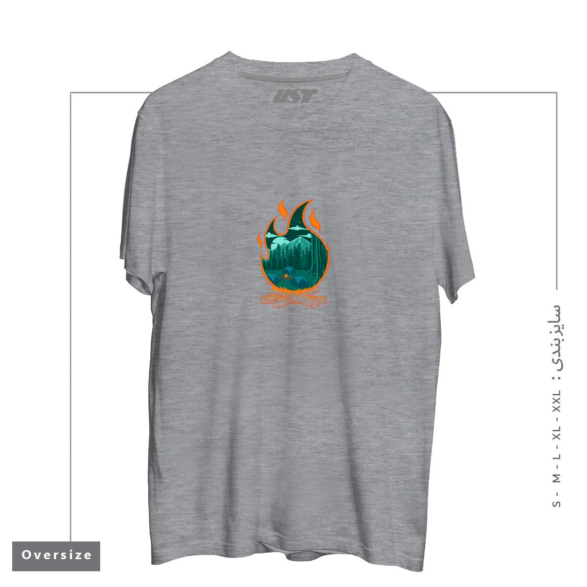 تیشرت اورسایز طرح CAMPFIRE ADVENTURE CAMPING