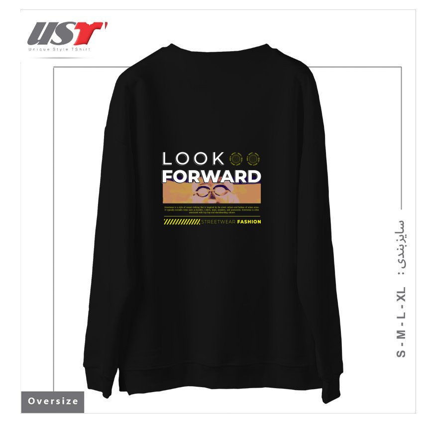 طرح typography 39 سوییشرت اورسایزرنگ مشکی