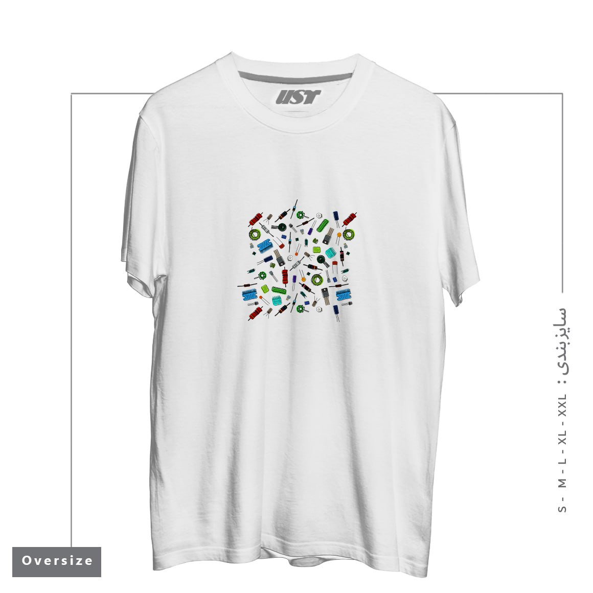 طرح CIRCUIT COMPONENTS - COLOR تیشرت اورسایزرنگ سفید