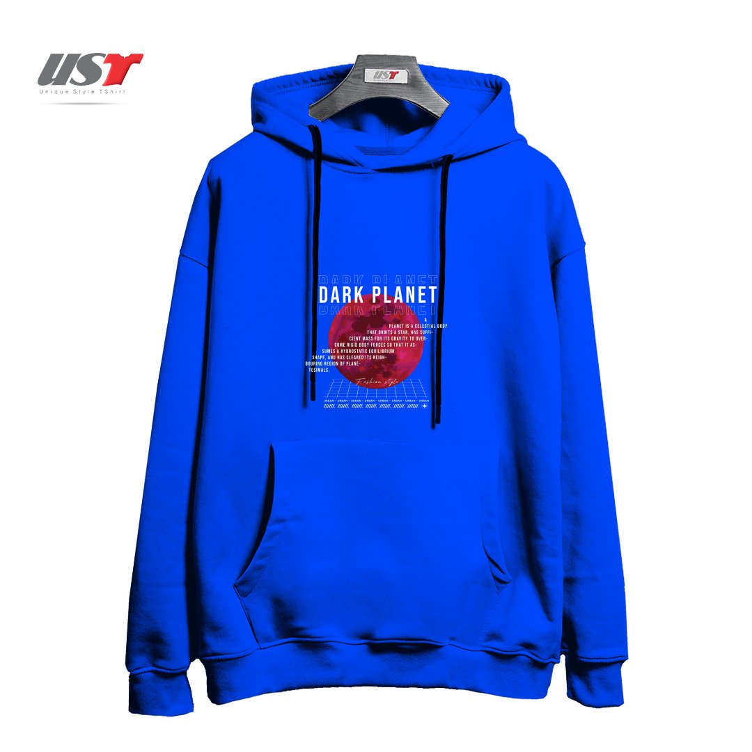 طرح typography 40 هودی اورسایزرنگ آبی شالی