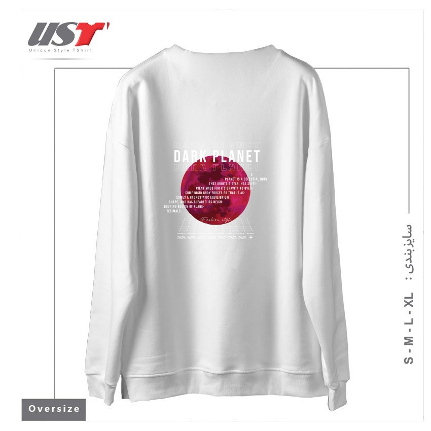 طرح typography 40 سوییشرت اورسایزرنگ سفید