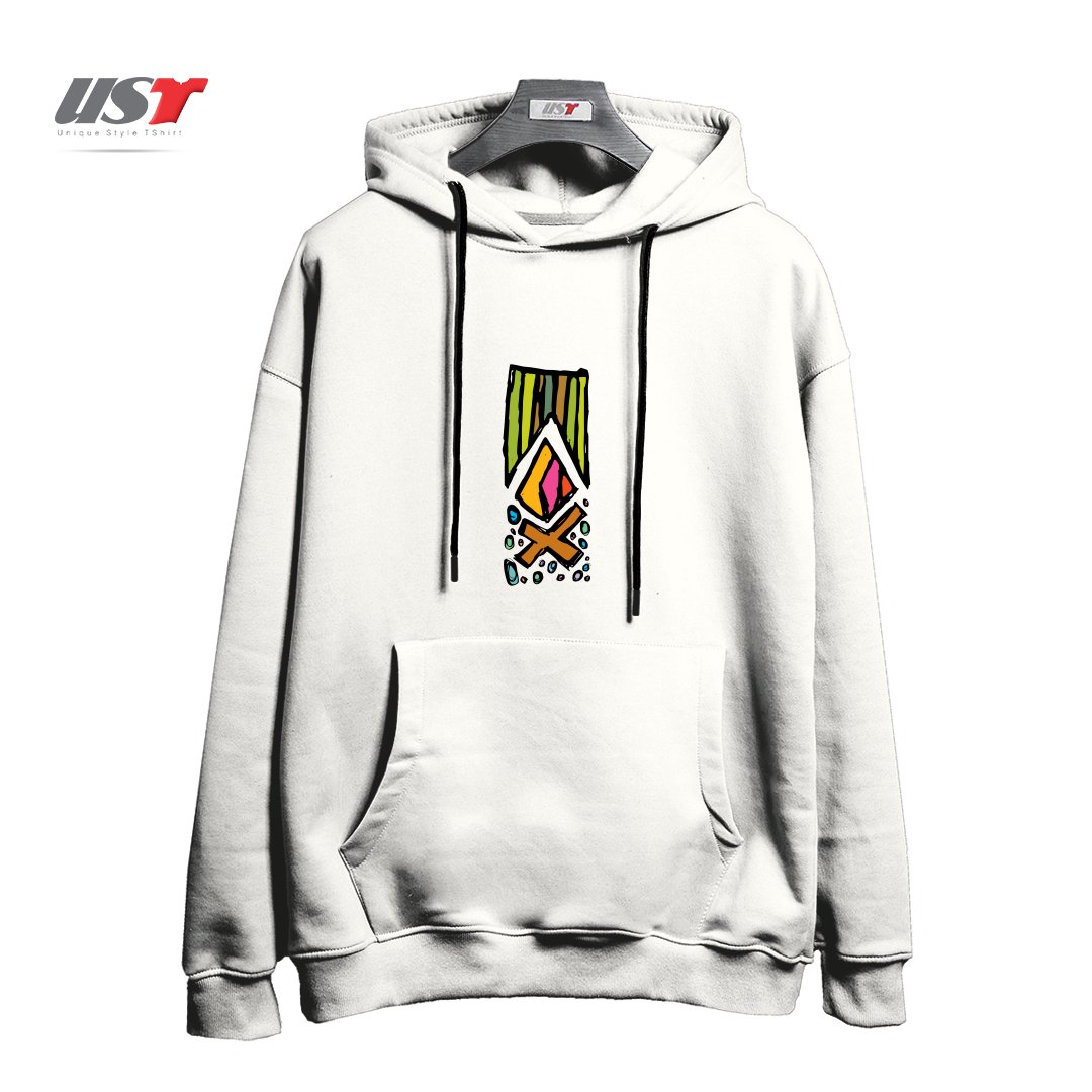 طرح CAMPFIRE هودی اورسایزرنگ سفید