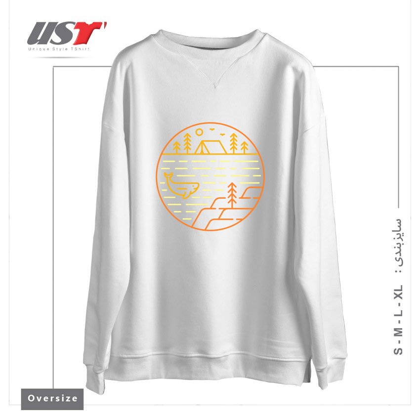 طرح CAMPING ADDICT 2 سوییشرت اورسایزرنگ سفید
