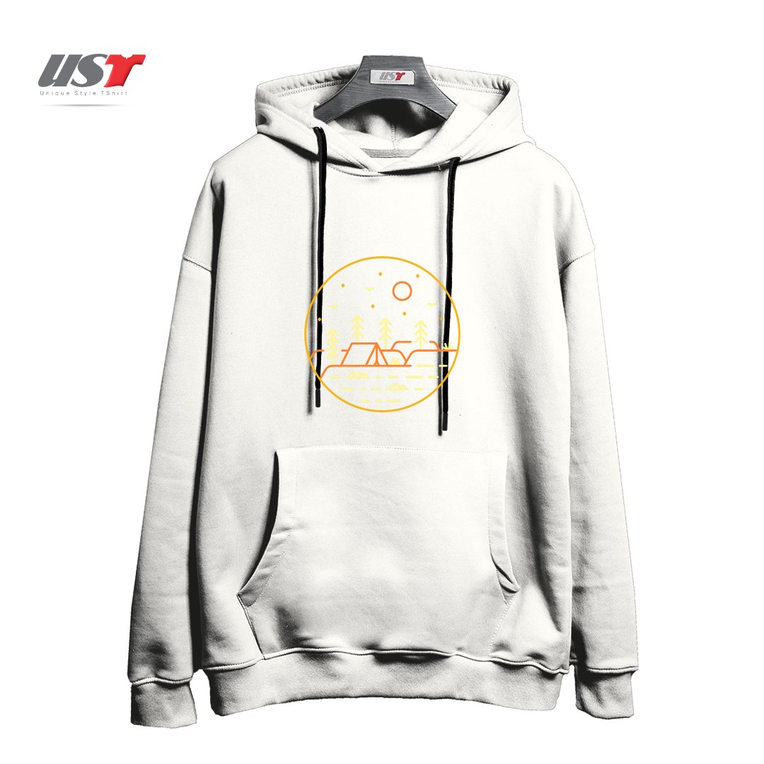 طرح CAMPING ADDICT 3 هودی اورسایزرنگ سفید