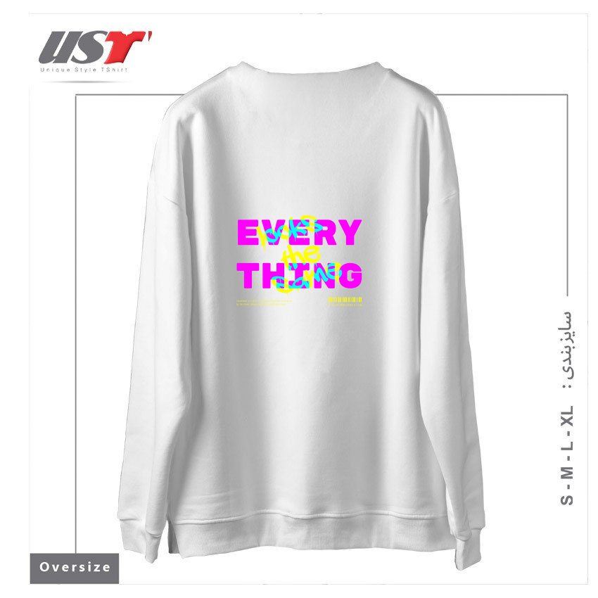 طرح typography 43 سوییشرت اورسایزرنگ سفید