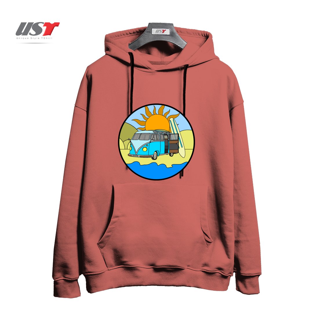 هودی اورسایز طرح CAMPING ON THE BEACH