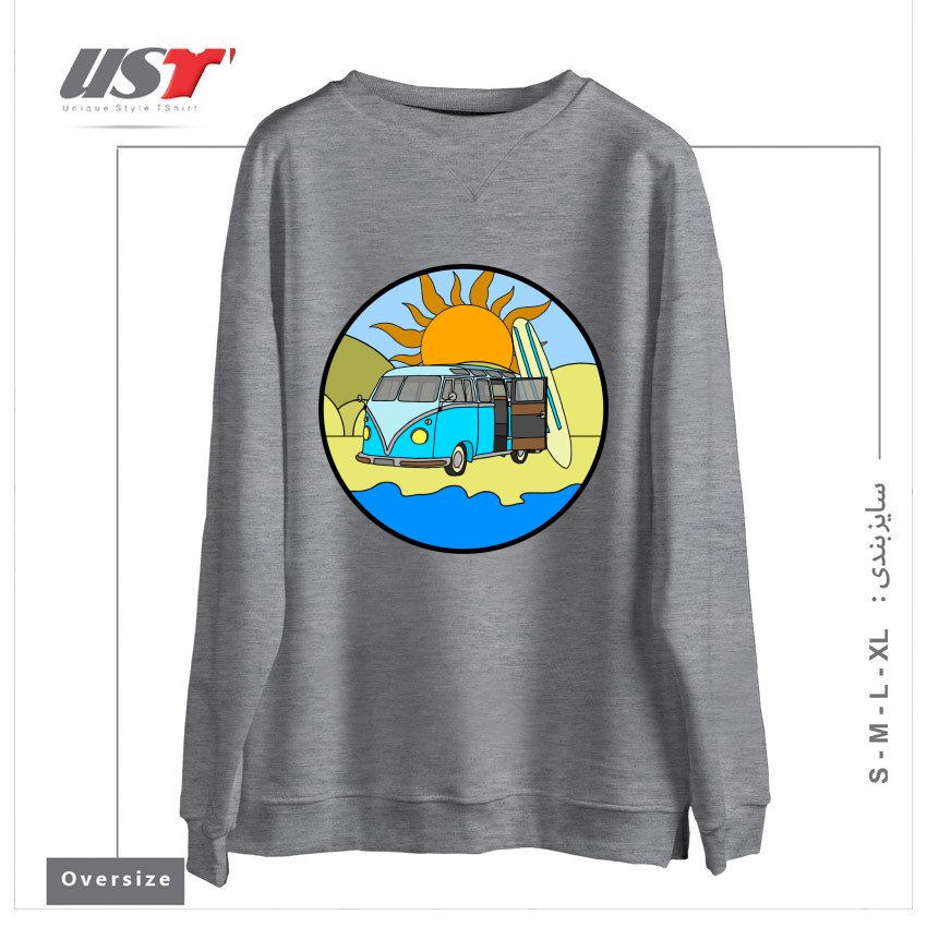 سوییشرت اورسایز طرح CAMPING ON THE BEACH