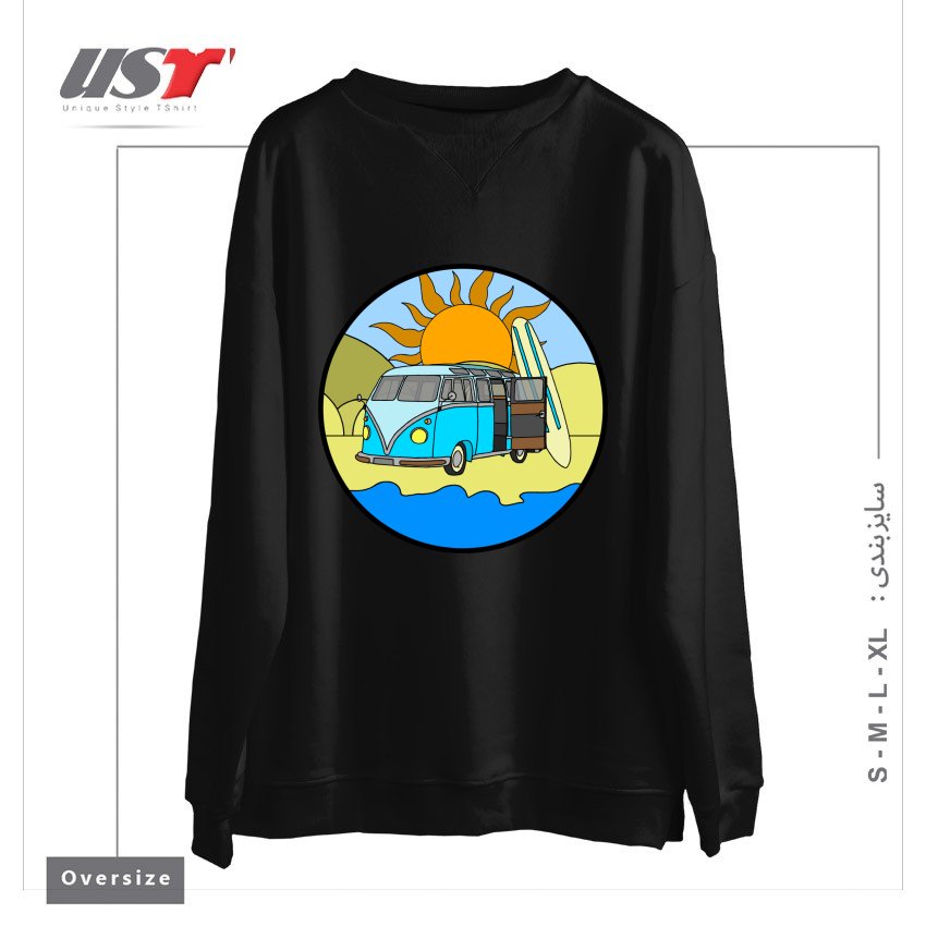 سوییشرت اورسایز طرح CAMPING ON THE BEACH