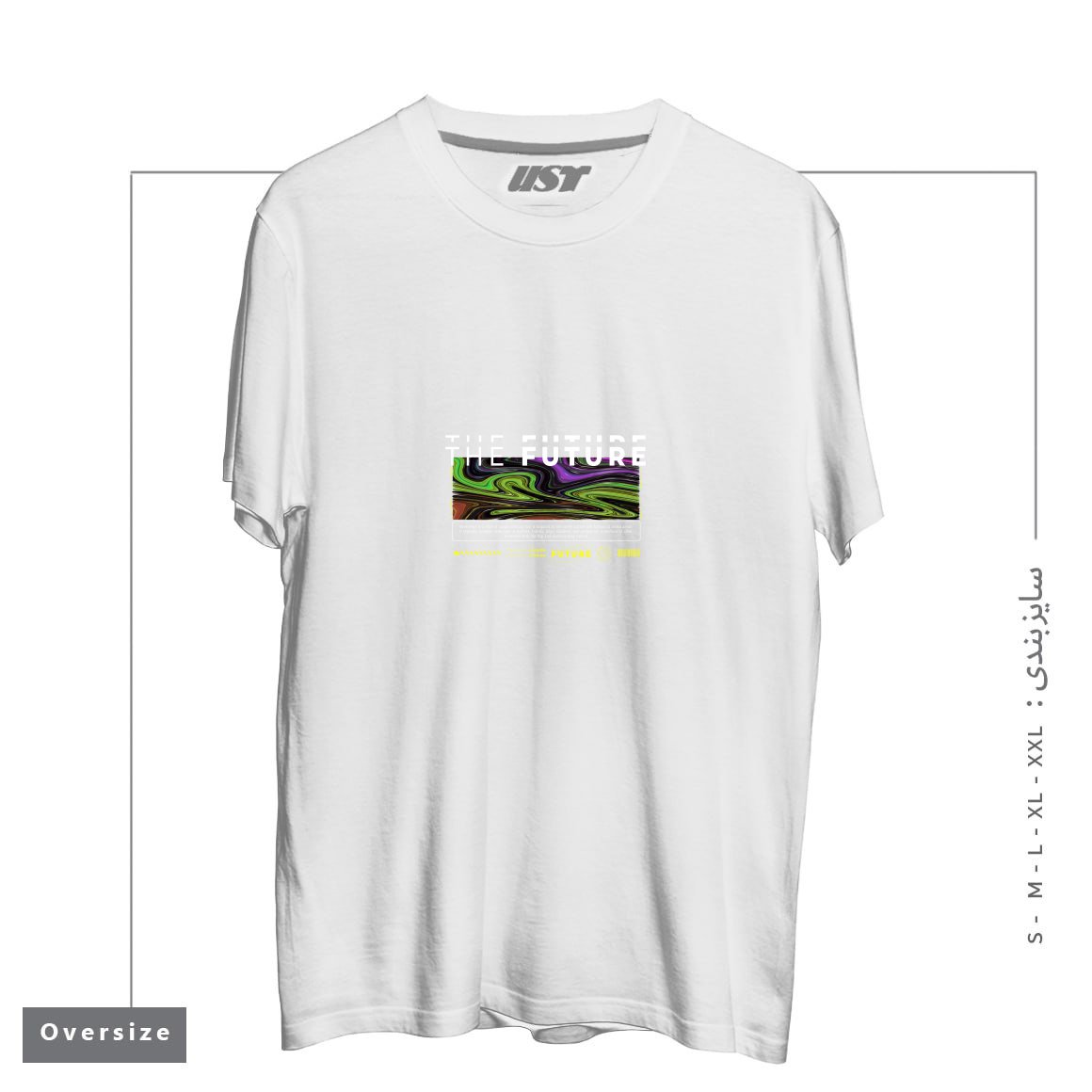 طرح typography 44 تیشرت اورسایزرنگ سفید