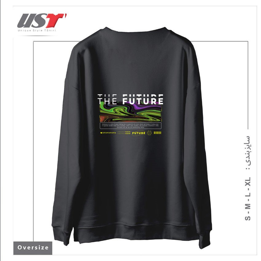 طرح typography 44 سوییشرت اورسایزرنگ دودی