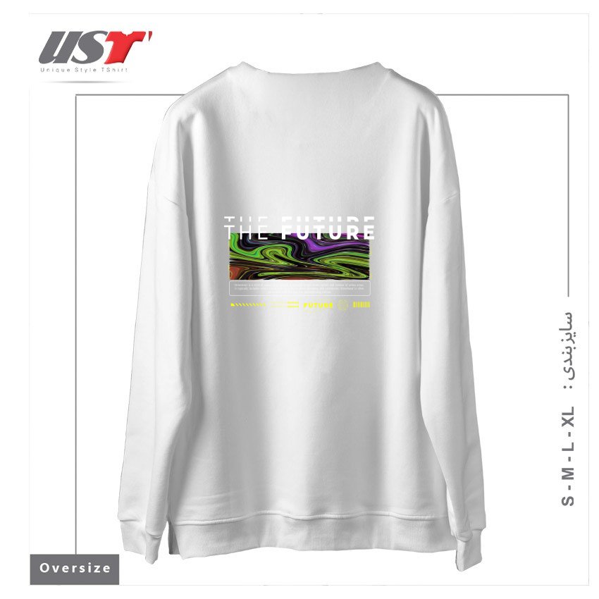 طرح typography 44 سوییشرت اورسایزرنگ سفید