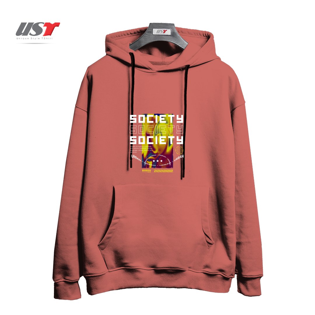 طرح typography 46 هودی اورسایزرنگ آجری