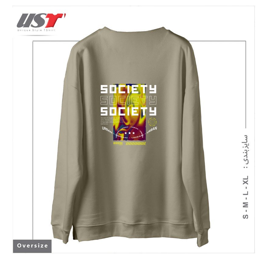 طرح typography 46 سوییشرت اورسایزرنگ نخودی