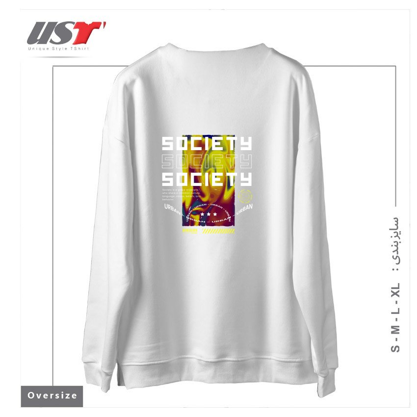 طرح typography 46 سوییشرت اورسایزرنگ سفید