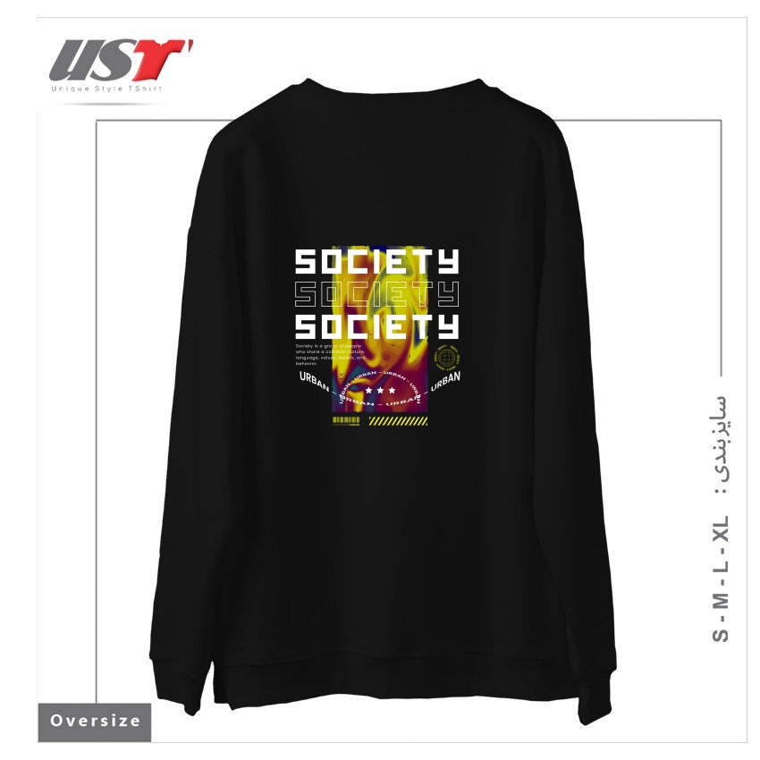 طرح typography 46 سوییشرت اورسایزرنگ مشکی