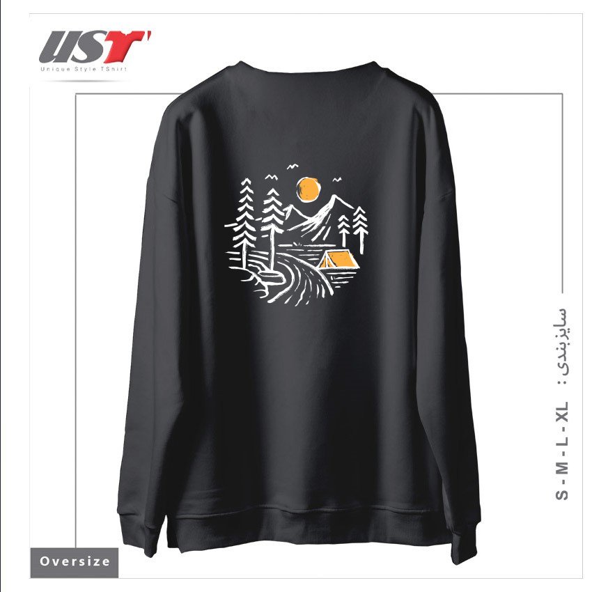 طرح CAMPING سوییشرت اورسایزرنگ دودی