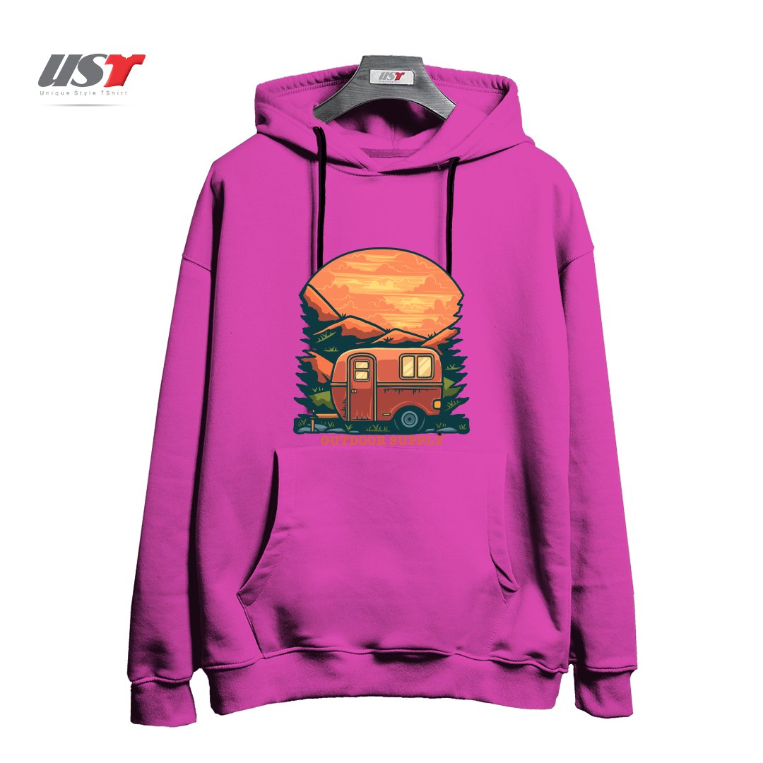 طرح CARAVAN هودی اورسایزرنگ صورتی