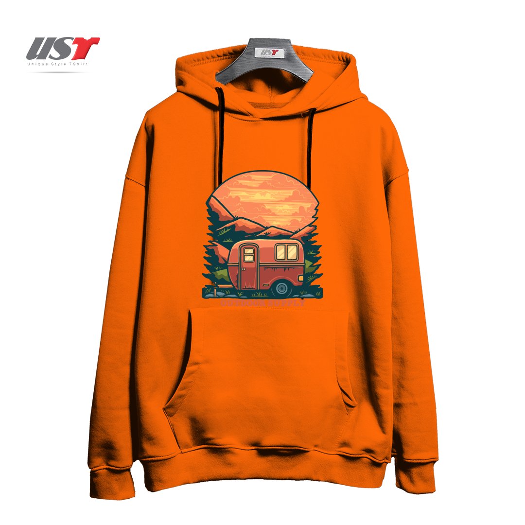 طرح CARAVAN هودی اورسایزرنگ نارنجی