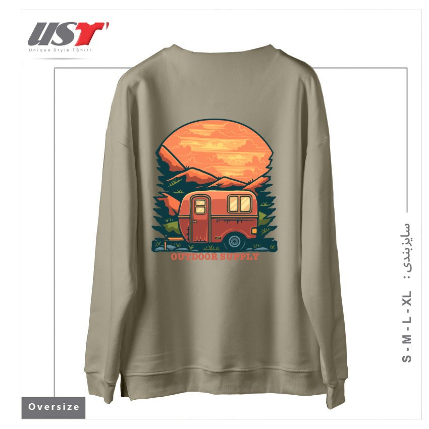 طرح CARAVAN سوییشرت اورسایزرنگ نخودی