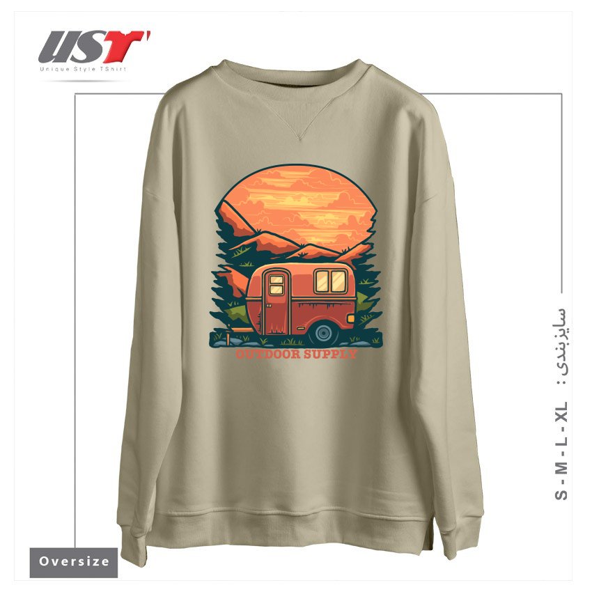 طرح CARAVAN سوییشرت اورسایزرنگ نخودی