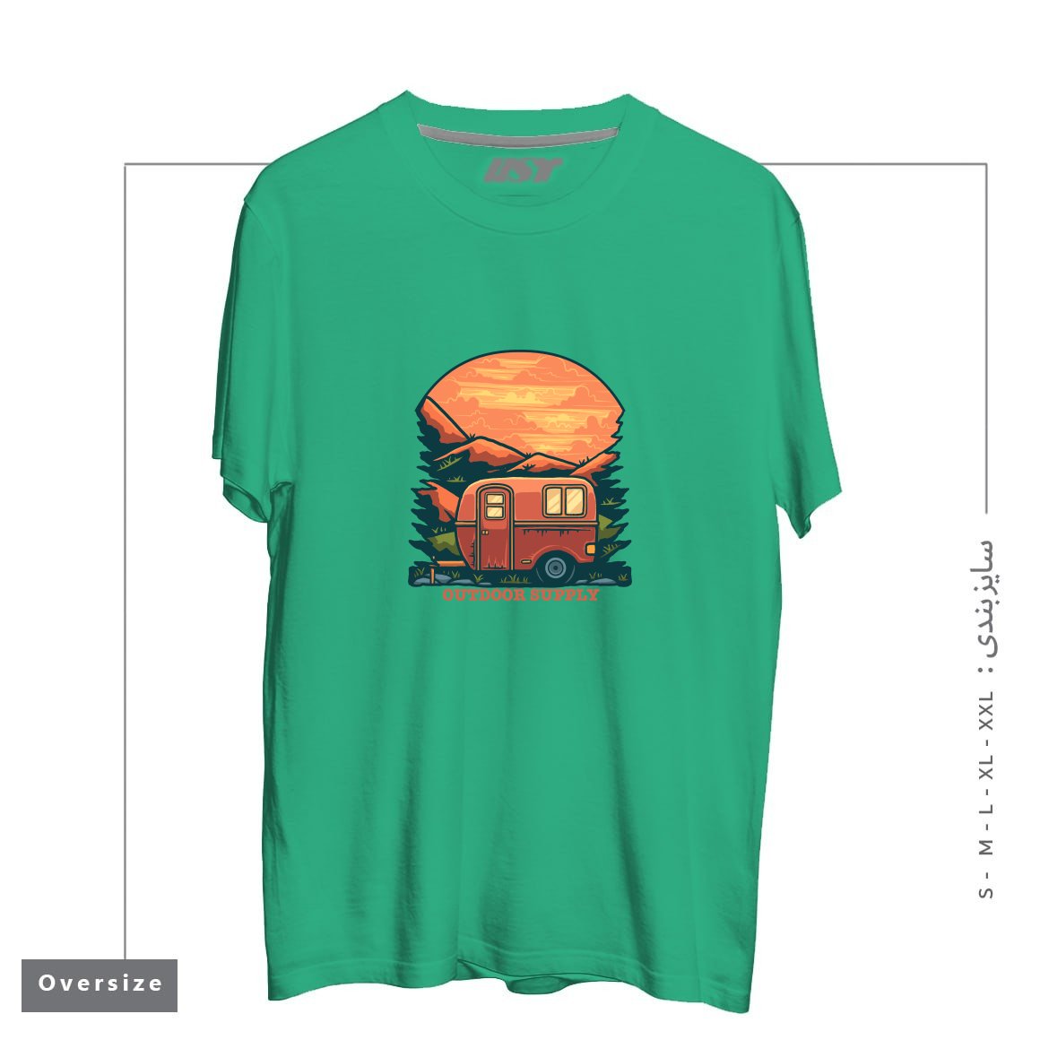 طرح CARAVAN تیشرت اورسایزرنگ سبز