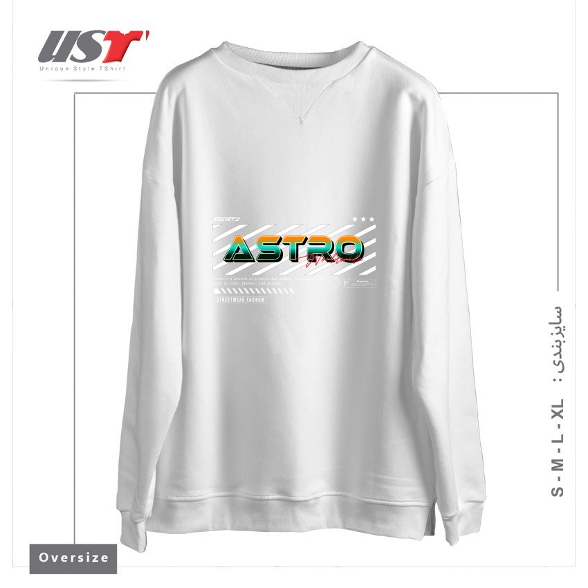 طرح typography 50 سوییشرت اورسایزرنگ سفید