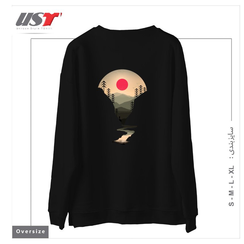 طرح EXPLORING EARTH سوییشرت اورسایزرنگ مشکی